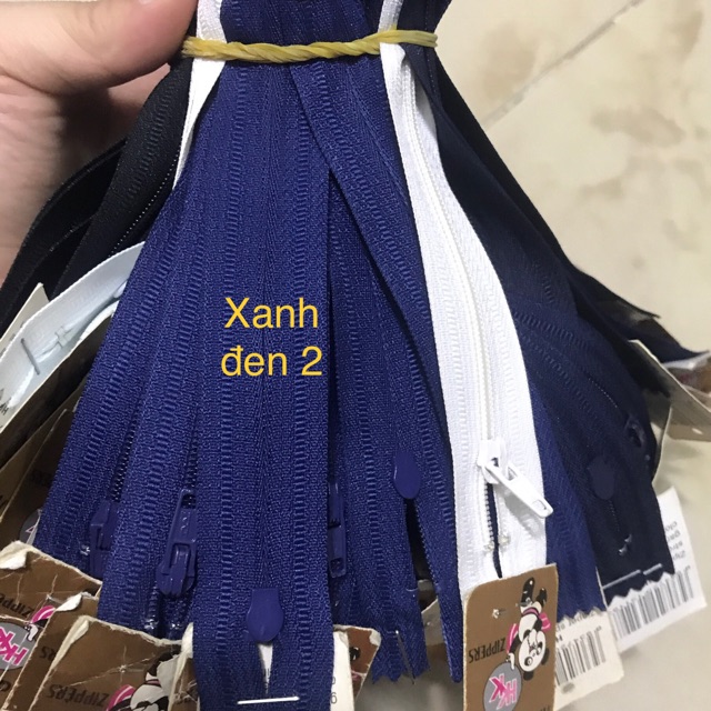 Dây kéo HKK 18cm may quần tây, bóp ví tông trắng đen