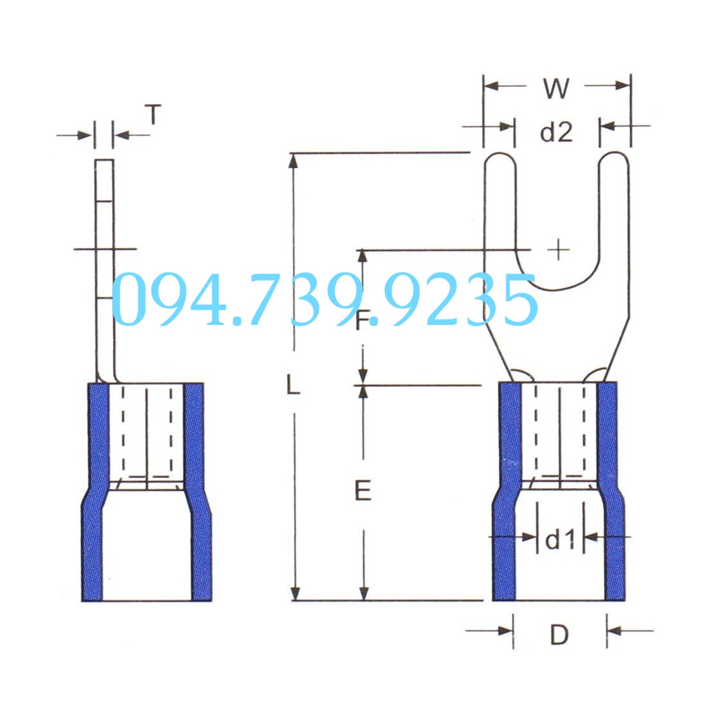 Cosse Y5.5  - Đầu Cốt Y5.5 dùng cho dây 5.5mm, Vít 6mm