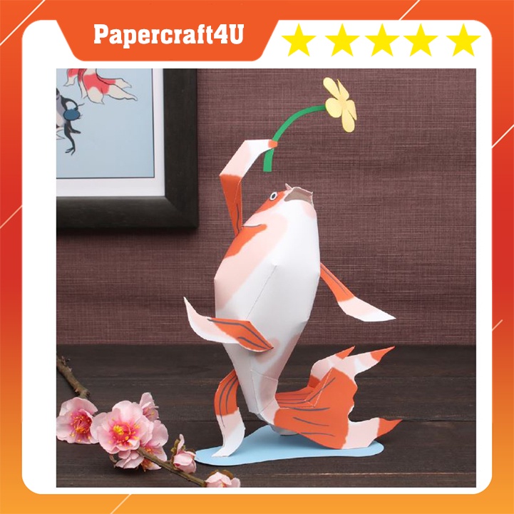 Mô hình giấy 3D động vật dể thương Cá Koi