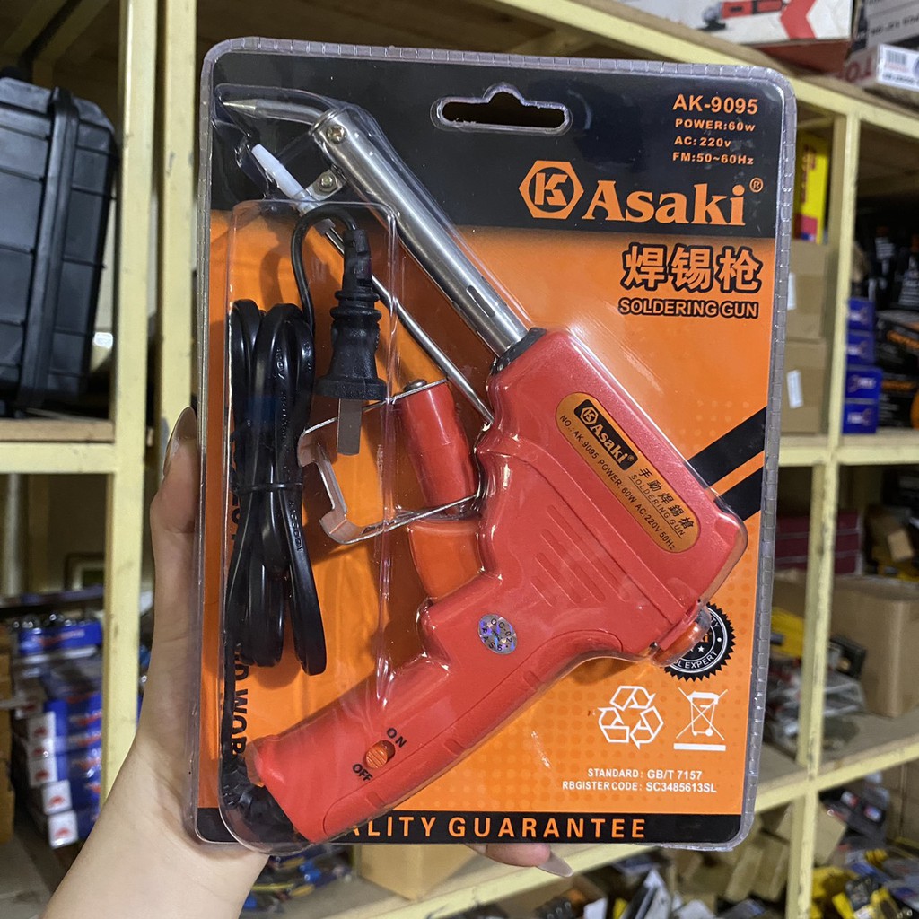 ❖ẢNH HÀNG THẬT❖Mỏ hàn điện tử dạng súng, tự động đẩy thiếc Asaki AK-9095 60W👉Nóng nhanh, mối hàn đẹp👉