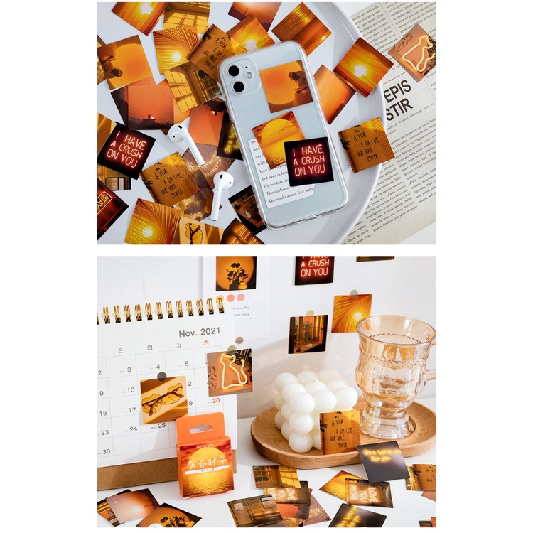 Hộp 46 Miếng Dán Sticker Trang Trí Tường Hình Phong Cảnh Hoàng Hôn Box Sticker ST304