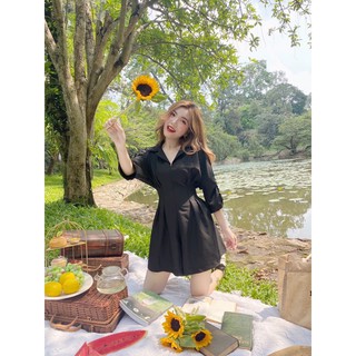 Jump Đen sơmi xếp ly eo