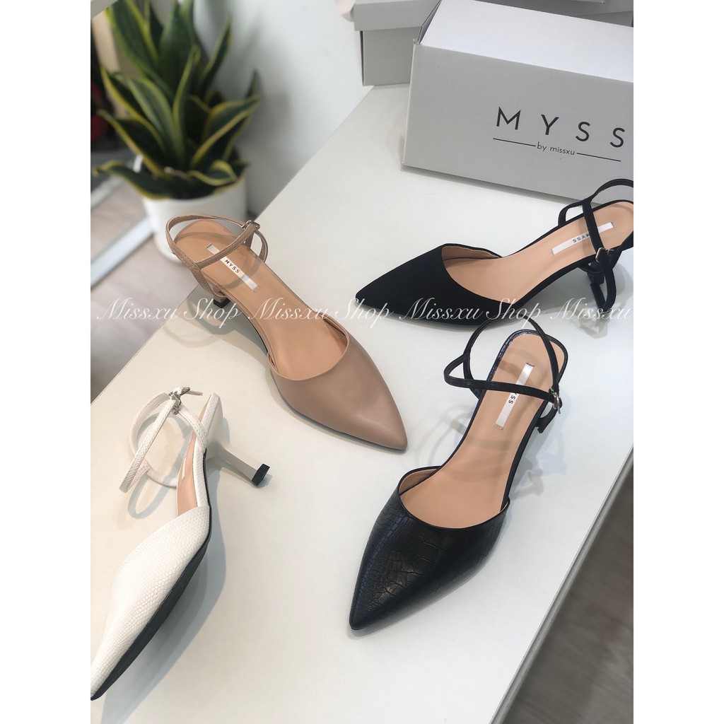 Giày nữ mũi nhọn 6cm quai cài cổ chân thời trang MYSS  - CG155