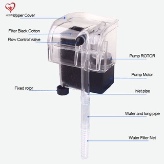 Aquarium Power Filter Waterfall Water Pump Circulation Fish Tank Mini External Hanging Filter Device