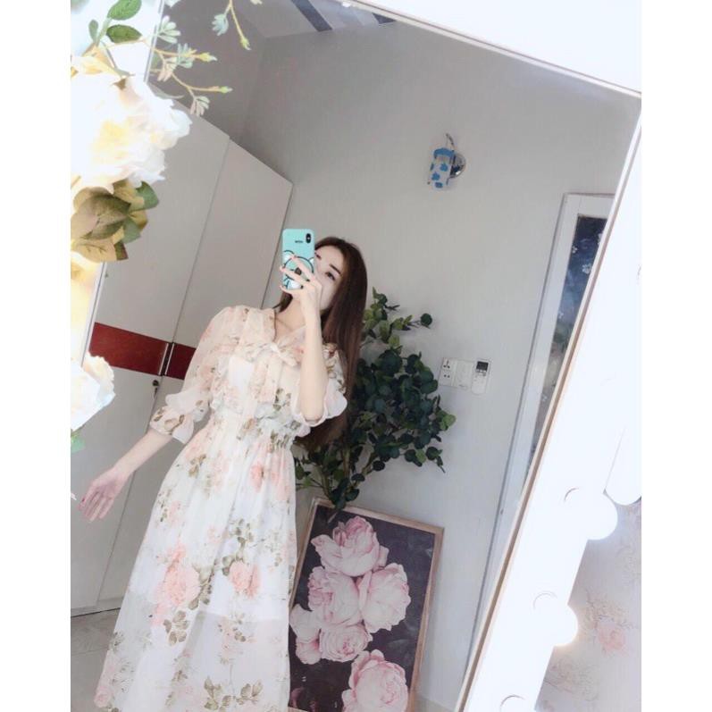 váy maxi voan tiểu thư vintage sang trọng freesize, đầm maxi dáng dài - Xưởng may Ái Nhi  ྇