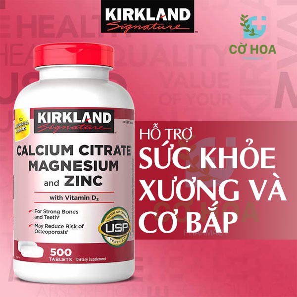 Viên chống loãng xương Kirkland Signature Calcium Citrate Magnesium and Zinc - Hộp 500 viên