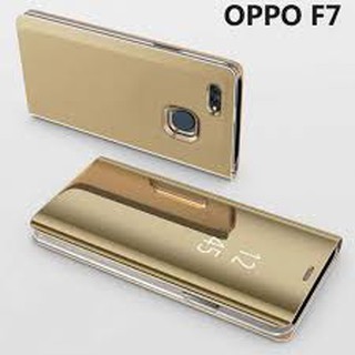 Bao da tráng gương cao cấp Oppo F7 clear view