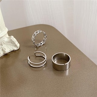  Set nhẫn nữ màu bạc 3 chiếc freesize Sulli store