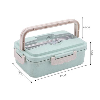 Hộp cơm lúa mạch 3 ngăn kèm đũa thìa inox