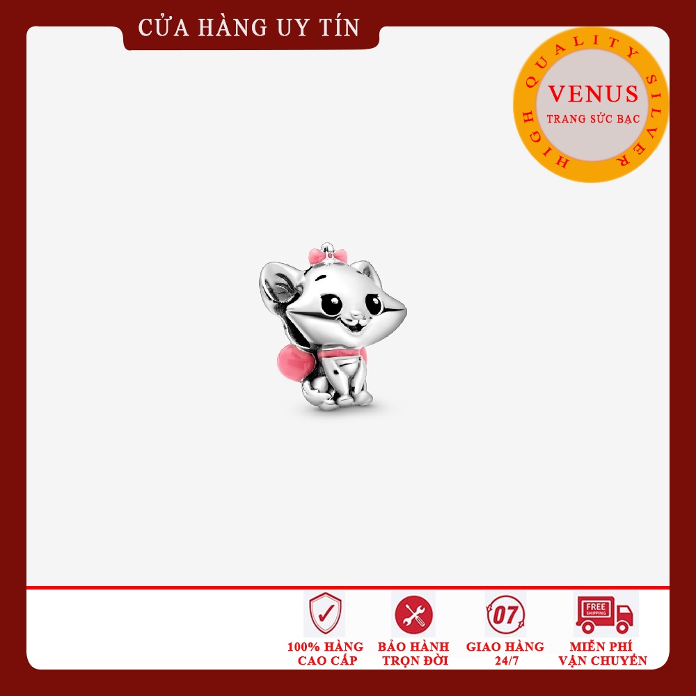 Charm Mèo Nơ Hồng- S925 ALE- Trang Sức Bạc Venus
