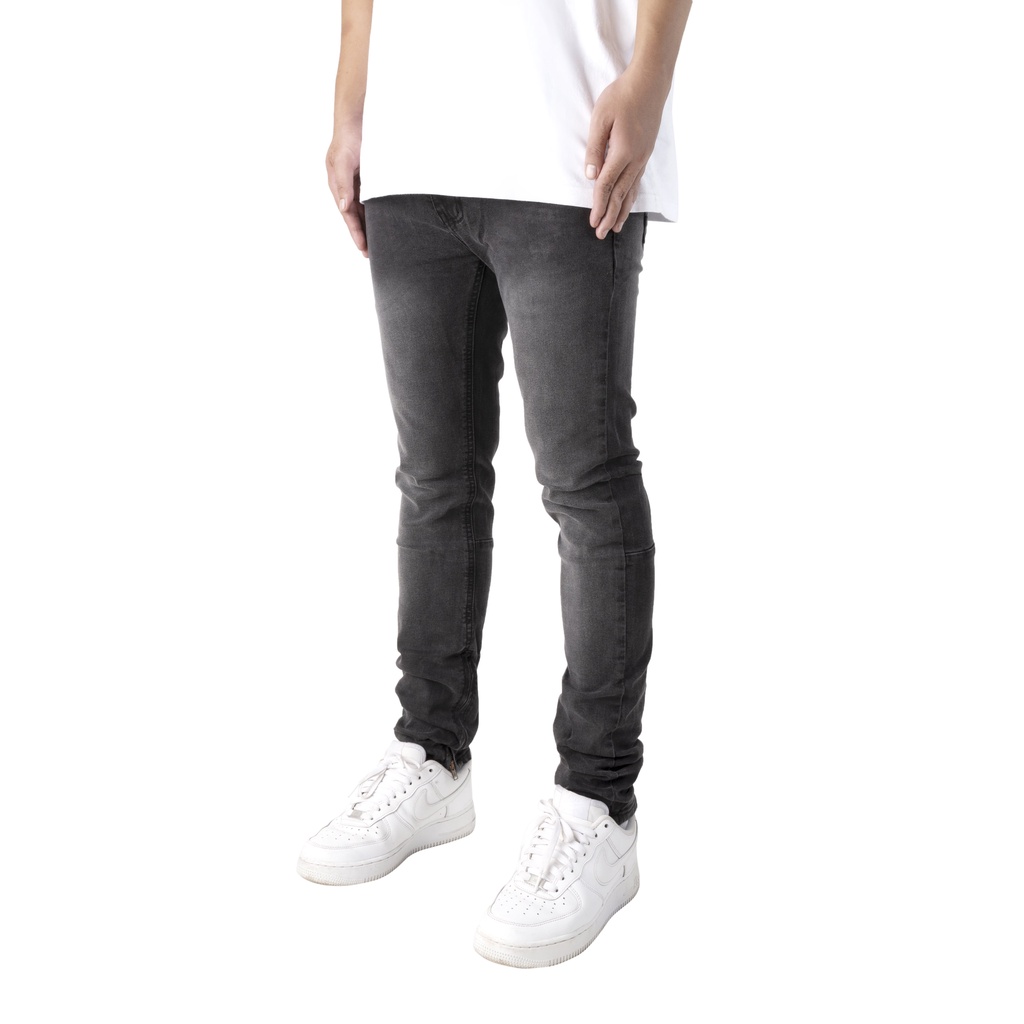 Quần jean nam streetwear cao cấp FNOS Z18 màu xám form slimfit có zip jean thun co giãn | BigBuy360 - bigbuy360.vn