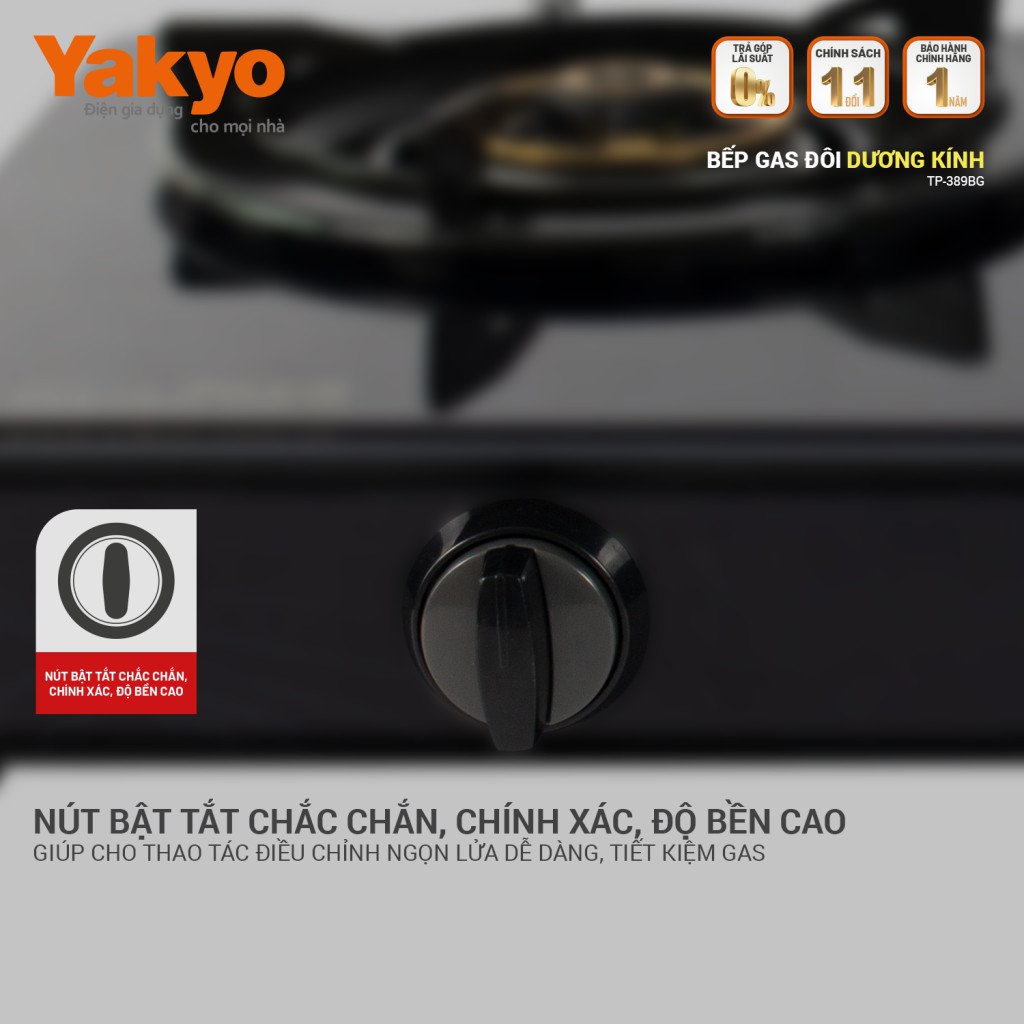 BẾP GAS ĐÔI DƯƠNG KÍNH YAKYO TP-389BG | BẢO HÀNH 12 THÁNG