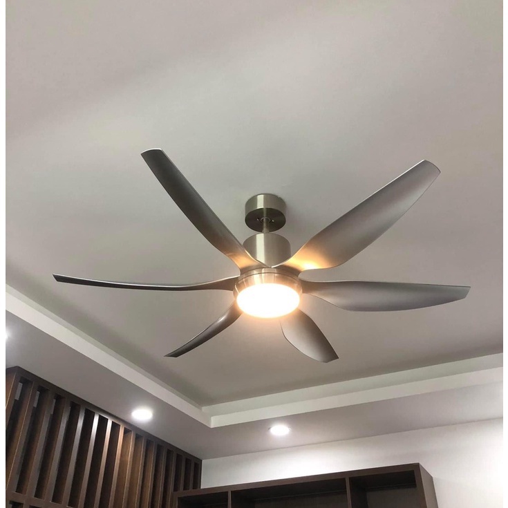 Quạt trần đèn,Quạt trần trang trí 6 cánh lõi đồng,Đèn LED 3 chế độ sáng tích hợp điều khiển lắp phòng khách-ngủ-bếp