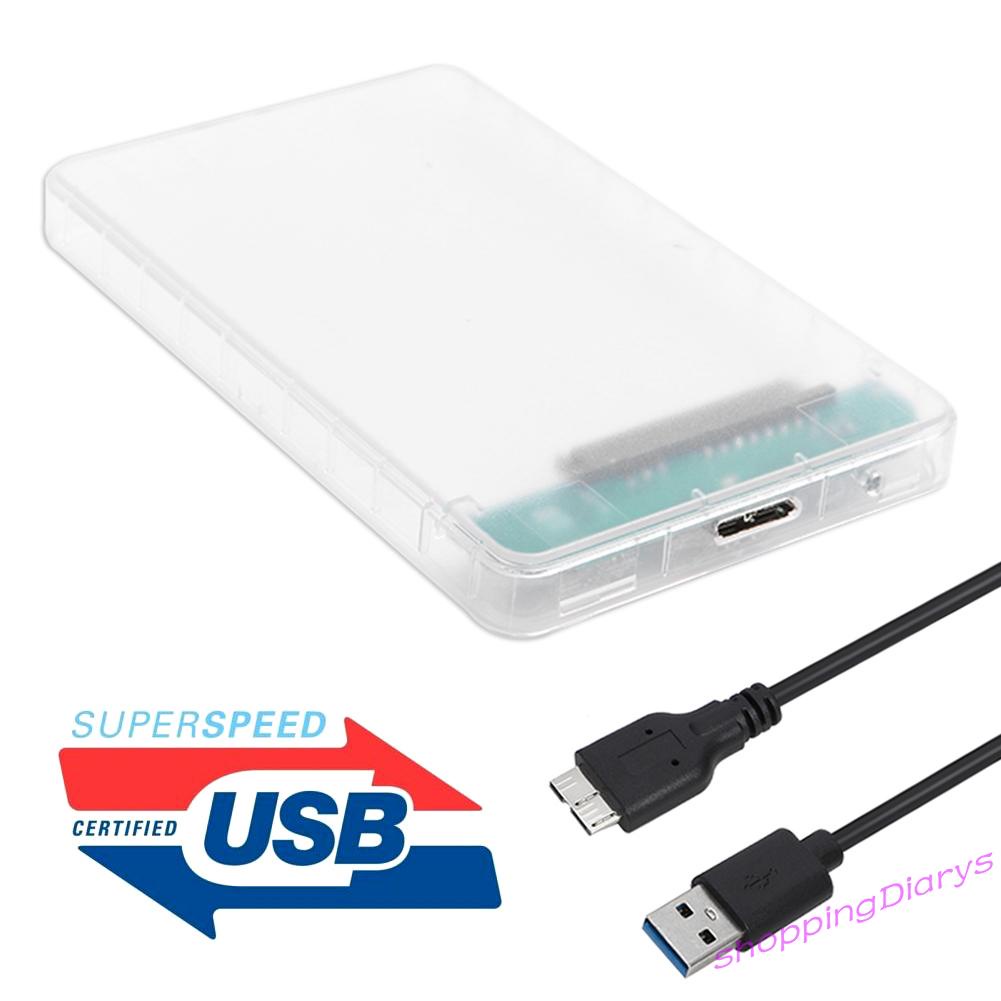 ✤Sh✤ 2.5 inch HDD SSD Case Transparent SATA III to USB 3.0 Hard Disk Enclosure