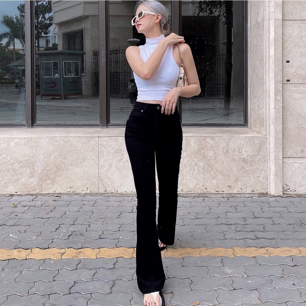 Áo ba lỗ cổ lọ croptop nữ trơn TOPTIFY sát nách thun bo gân co giãn form basic Trip Away Top AC221 | BigBuy360 - bigbuy360.vn