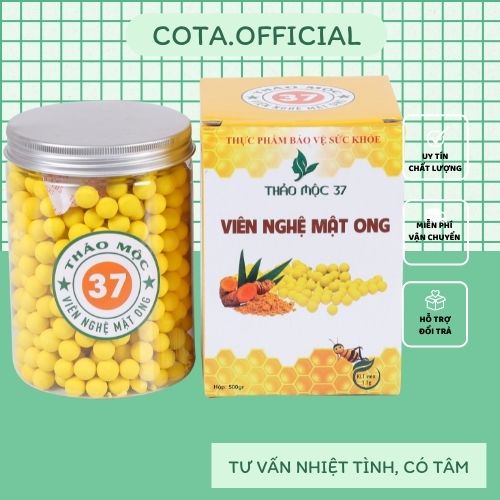 Viên tinh nghệ mật ong thảo mộc 37 hỗ trợ giảm đau dạ dày, đại tràng, đẹp da và cải thiện hệ tiêu hóa an toàn