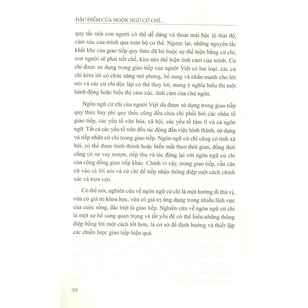 Sách - Đặc Điểm Của Ngôn Ngữ Cử Chỉ Trong Giao Tiếp Của Người Việt Hiện Nay