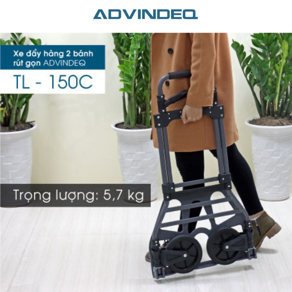 Xe Đẩy Hàng 2 Bánh Gấp Gọn ADVINDEQ TL150C, tải trọng 150kg, bảo hành 12 tháng toàn quốc