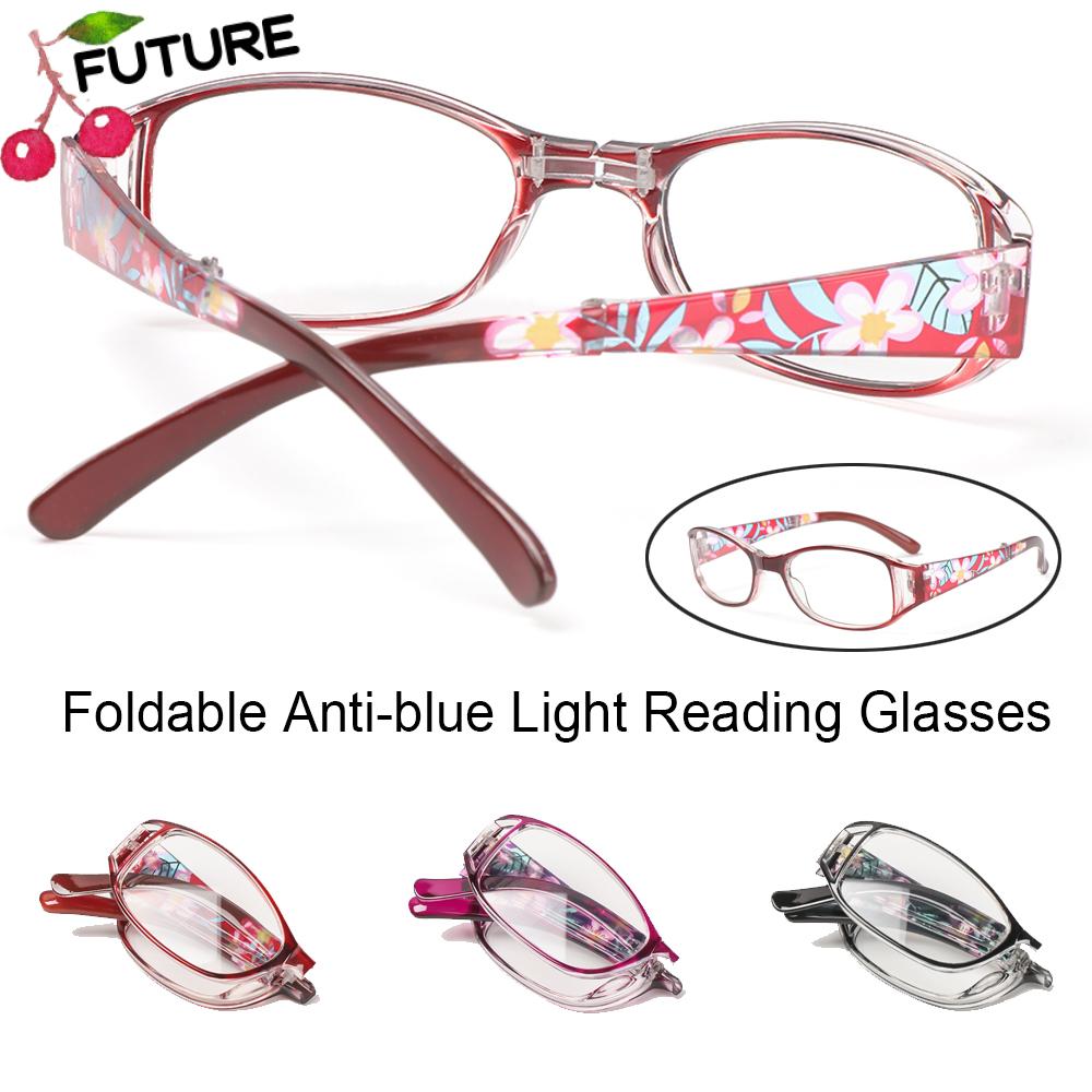 🎈FUTURE🎈 Men Women Foldable Reading Eyeglasses Radiation Protection Computer Goggles Anti-blue Light Glasses Printing Vision Care Vintage Classic Fashion Folding...