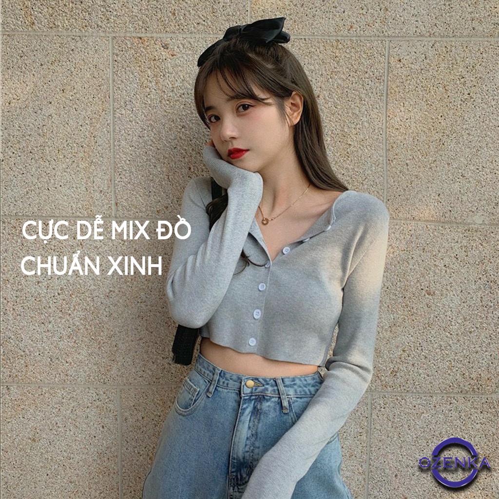 Áo croptop tay dài nữ len tăm đẹp , áo crt chất dày free size 3 màu đen trắng ghi  CRT 251