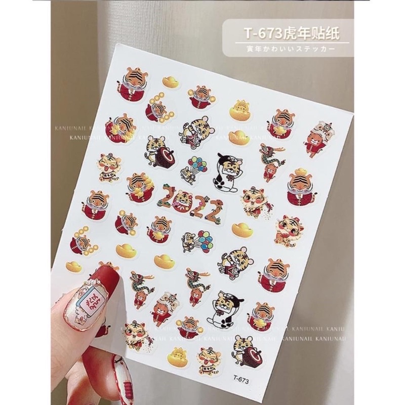 Sticker tết hổ 2022 mẫu mơi  - Phụ kiện Nail