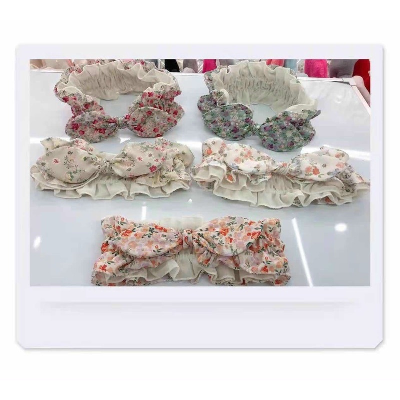 băng đô cài tóc nhún bèo, họa tiết dễ thương