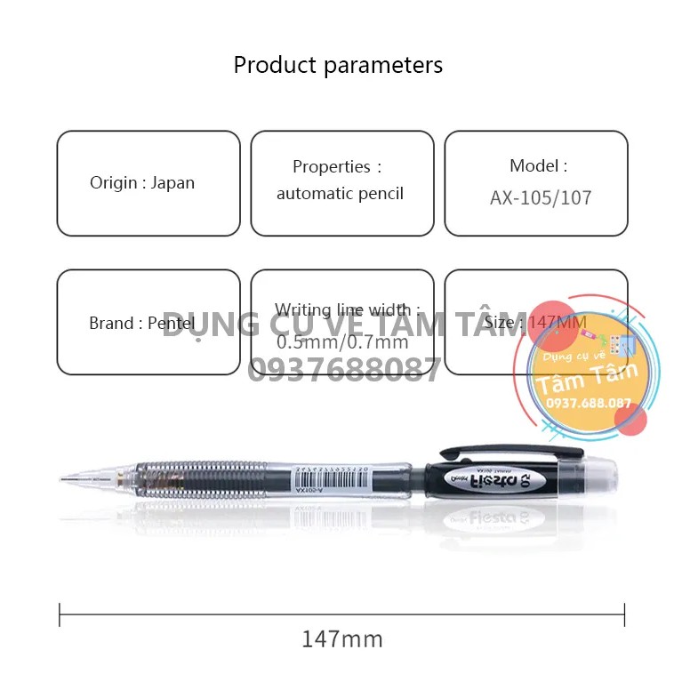 [ TÂM TÂM ]-Chì bấm pentel, bút chì kim Pentel AX105 (Hàng chính hãng)-