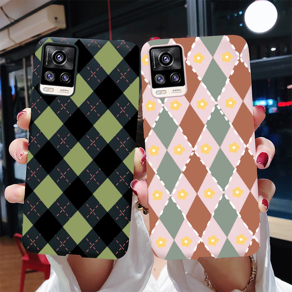 Ốp Điện Thoại Mềm Họa Tiết Sọc Caro Cho Vivo V20/V20 Pro/V20 SE V2025 V2024 2018 V2022 V2023