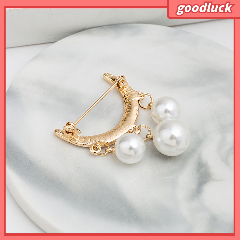 Set 2 Ghim Cài Áo Hình Bán Nguyệt Đính Ngọc Trai Giả Thời Trang Cho Nữ