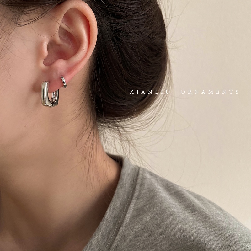 Khuyên Tai Hình Vuông Phong Cách retro Hàn Quốc Cao Cấp Sang Trọng