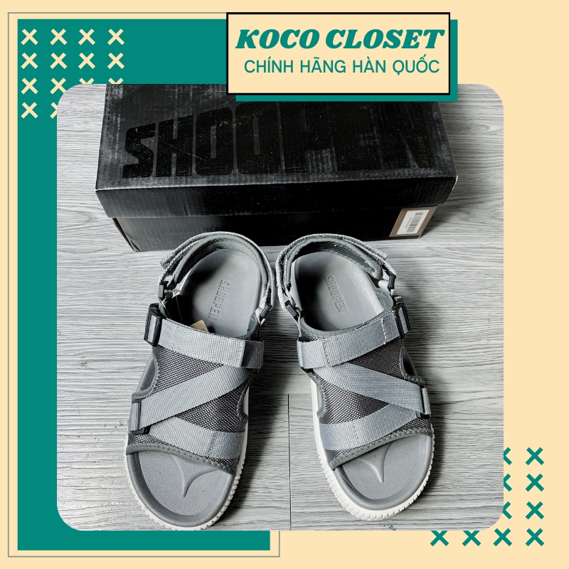 Xăng-đan Sandal đế bằng nam nữ Shoopen Hàn Quốc Chính Hãng AFDM19S03 Xám Grey