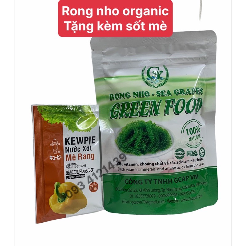 Túi 100gr nở ra 400gr rong nho tươi + tặng sốt mè rang- rong nho green food cao cấp hàng cty check mã vạch