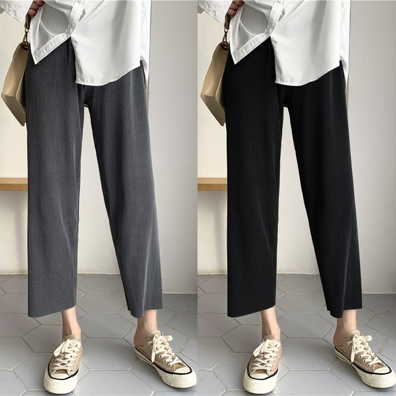 SUXI Quần Dài Lưng Cao Ống Rộng Màu Sắc Trơn Kiểu Vintage Thời Trang Mùa Hè Cho Nữ