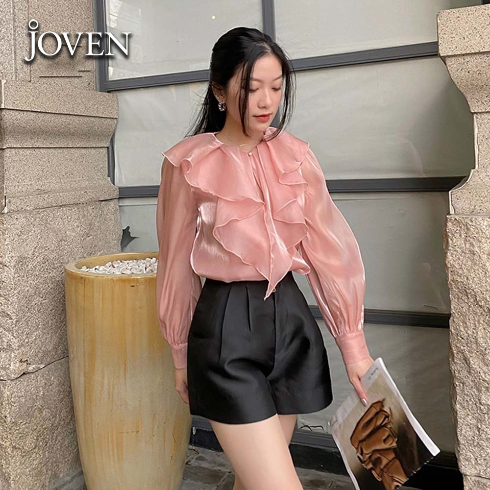 Áo sơ mi organza cổ bèo nhọn Joven