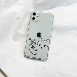 Ốp điện thoại silicone họa tiết gấu cho Iphone 11 11pro xs 6/7/8plus xr