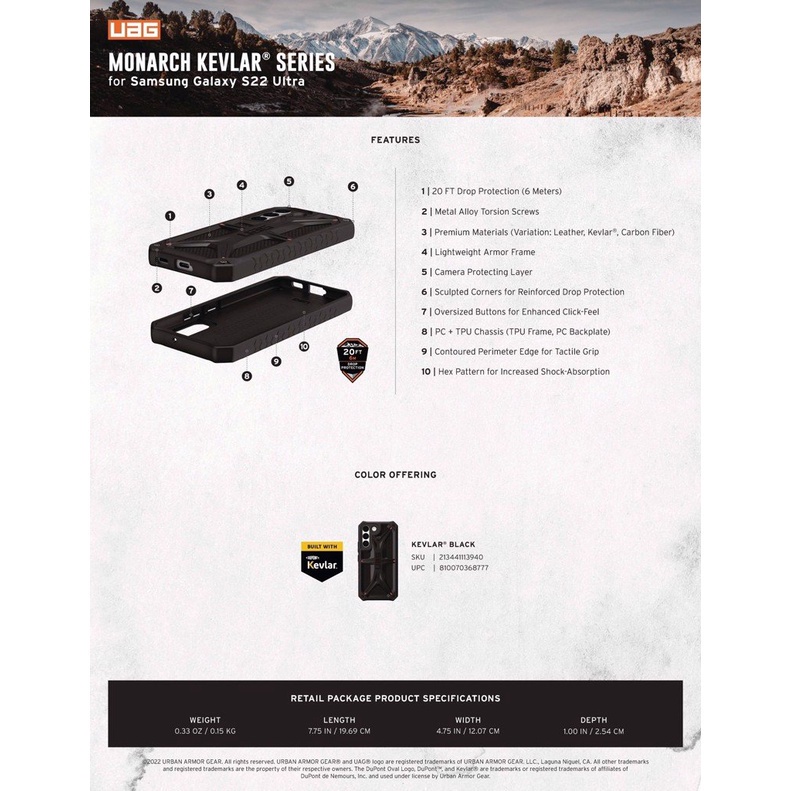 UAG Ốp Điện Thoại Thời Trang Cho Samsung Galaxy S23 Ultra / S22 Ultra S22 + plus 5G