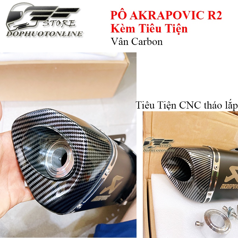 MẪU MỚI Pô Akrapovic R2 Mới 2022 Kèm Tiêu Tiện CNC