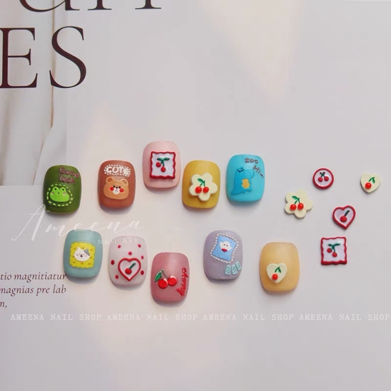 Charm nail cherry nhiều mẫu trang trí móng xinh