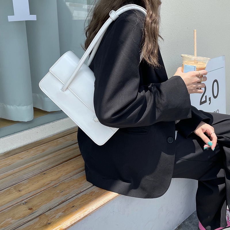 Túi đeo vai IELGY hình vuông bằng da trơn thời trang cho nữ