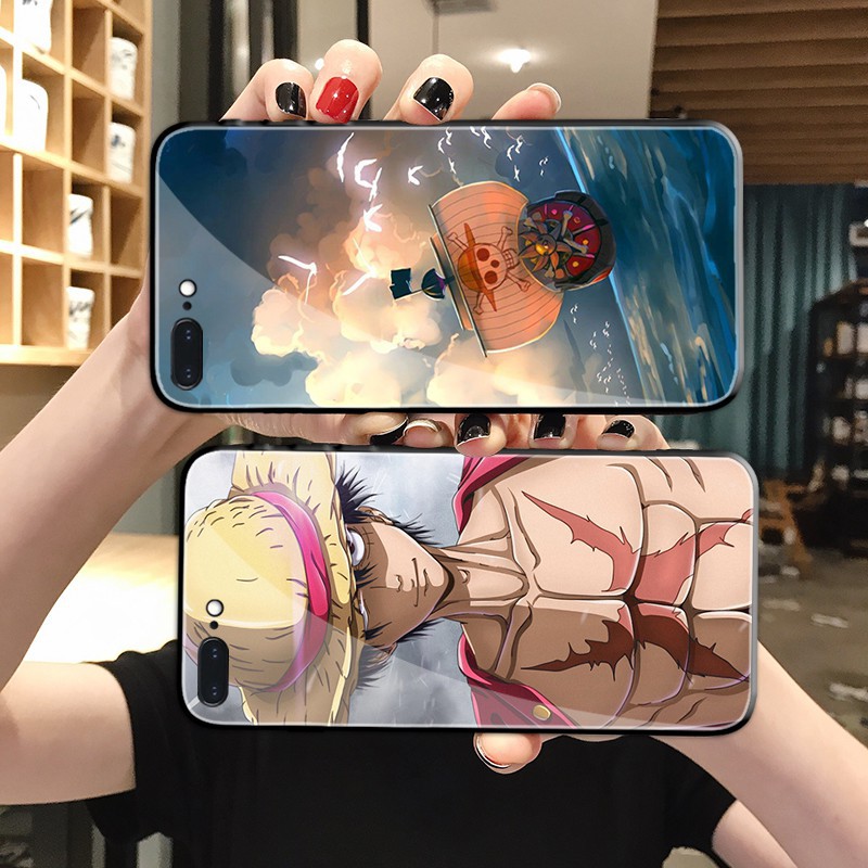 Ốp iPhone mặt kính in hình luffy cho IPhone 5/5s/6/6plus/6s/6splus/7/7plus/8/8plus/x/xr/xs/11/12/pro/max/plus/promax