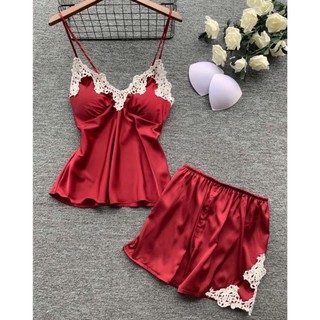 bộ ngủ lụa phối ren