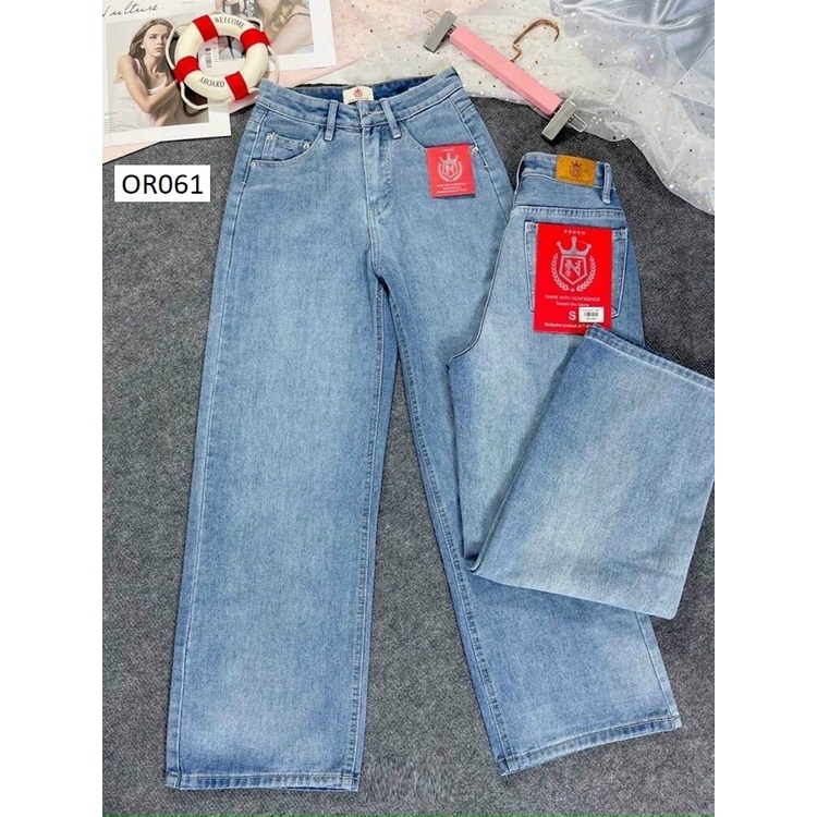 Quần jeans ống suộng rộng lưng cao chất form VNXK OR061