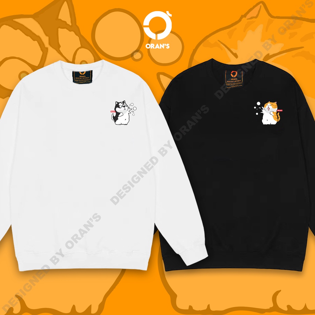 Áo Sweater đôi in hình chó mèo đanh đá chất nỉ cotton da cá cao cấp form rộng unisex ORANS - ORAN'S HOODIE COUPLE 03