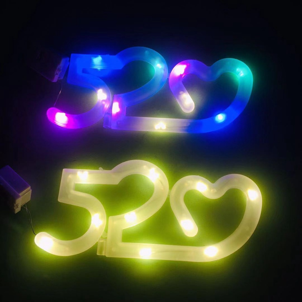 Đèn Led Neon 520 Chữ Số LOVE Trang Trí Bánh Kem Sinh Nhật