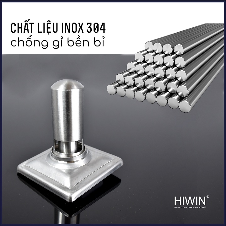 Phễu ga thoát sàn ngăn mùi hôi inox 304 mặt gương bóng kích thước 100x100mm HIWIN FD-431B