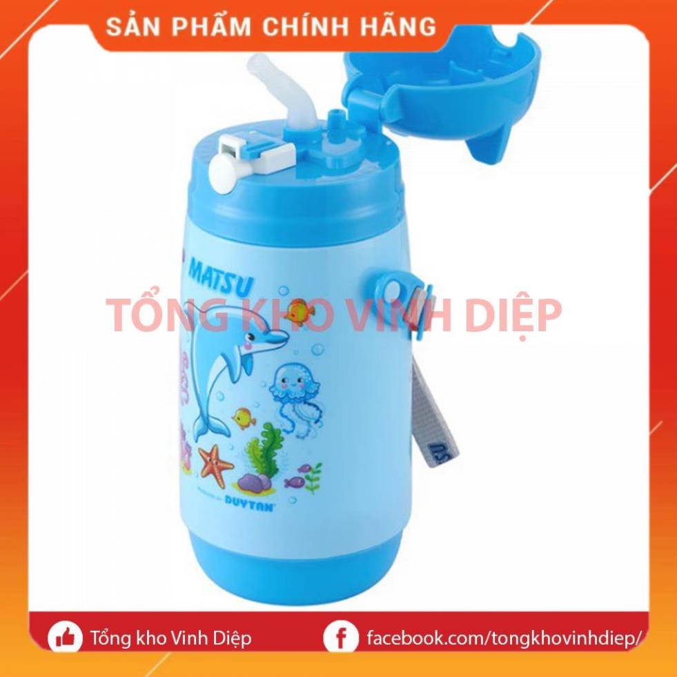 Bình nước học sinh có dây đeo, bình nước nhựa cho bé đi học có ống hút dung tích 500ml