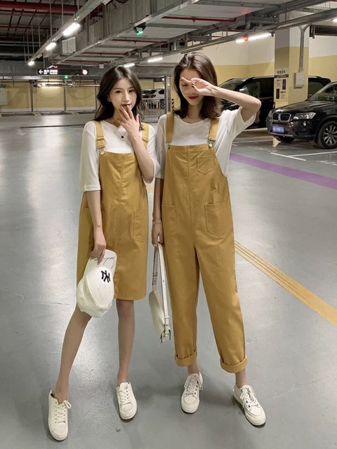 Có bigsize Set áo phông + váy yếm/quần yếm siêu xinh ullzang 2019
