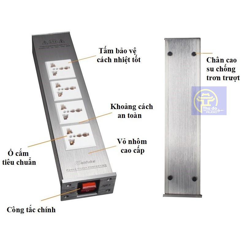 Bộ ổ cắm 4 cổng lọc nguồn điện cho dàn âm thanh Weiduka AC2.2 - Bộ lọc nguồn Weiduka AC 2.2