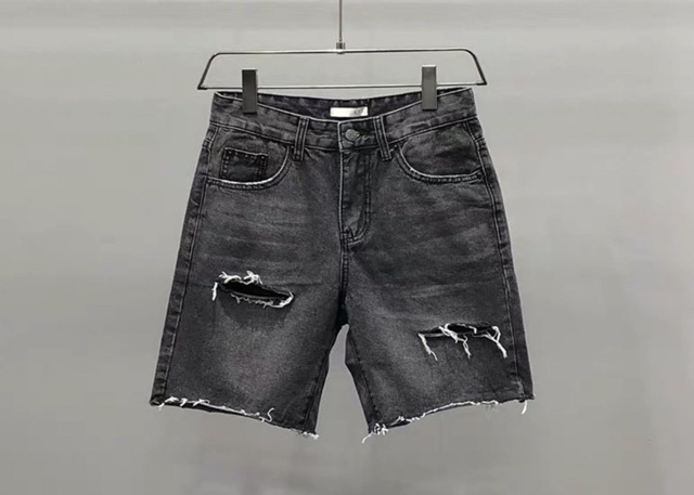 QUẦN SHORT JEANS XÁM RÁCH ĐÙI UNISEX