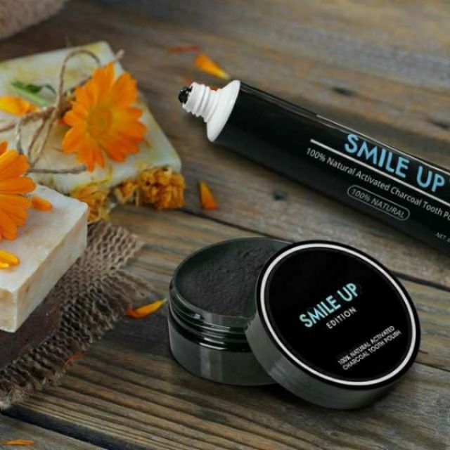 [TẶNG BÀN CHẢI ĐÁNH RĂNG BOSSI] Combo Trắng Răng Than Hoạt Tính SMILE UP